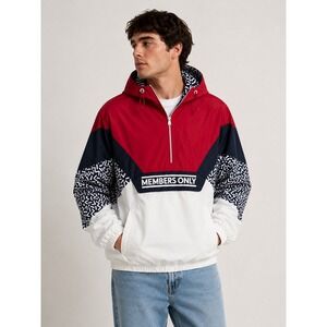 Members Only Sport Mens Red White Blue Colorblock Half Zip Windbreaker Jacket M